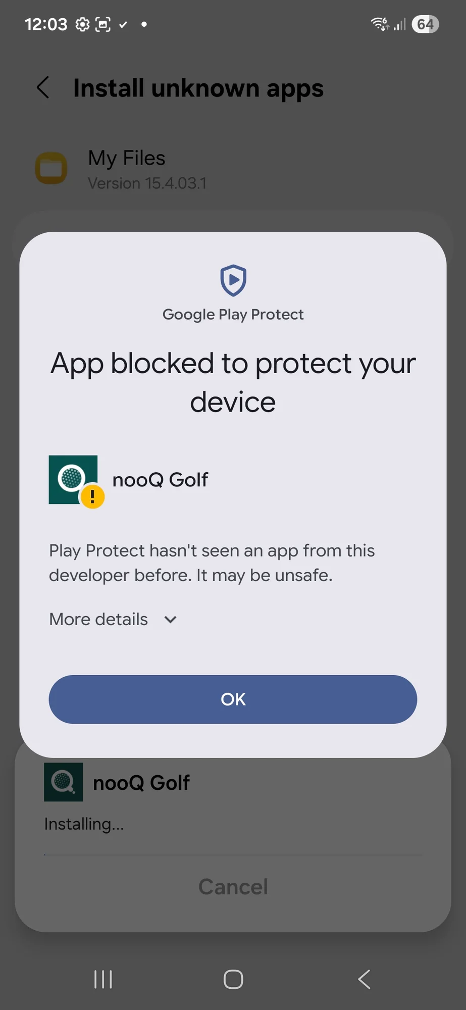Android download app security message